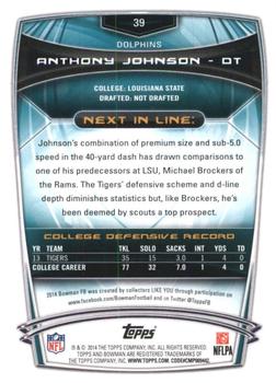 2014 Bowman - Rookies Black #39 Anthony Johnson Back
