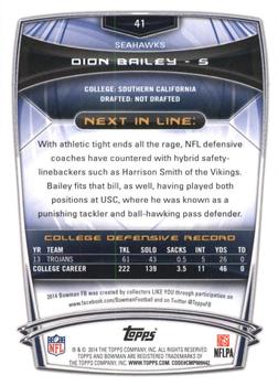 2014 Bowman - Rookies Black #41 Dion Bailey Back