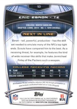 2014 Bowman - Rookies Black #53 Eric Ebron Back