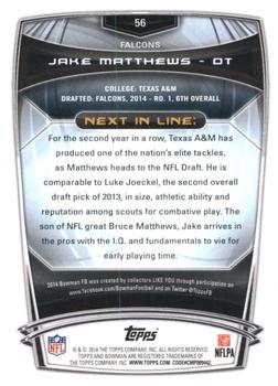 2014 Bowman - Rookies Black #56 Jake Matthews Back