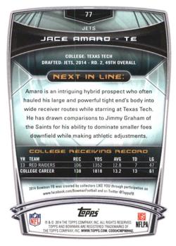 2014 Bowman - Rookies Black #77 Jace Amaro Back