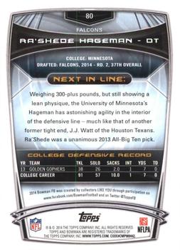 2014 Bowman - Rookies Black #80 Ra’Shede Hageman Back
