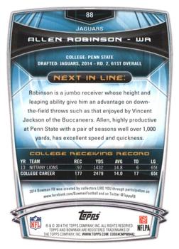 2014 Bowman - Rookies Black #88 Allen Robinson Back