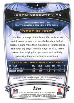 2014 Bowman - Rookies Black #4 Jason Verrett Back