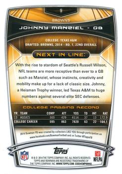 2014 Bowman - Rookies Black #9 Johnny Manziel Back