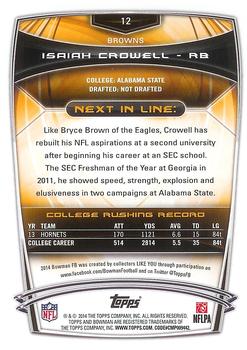 2014 Bowman - Rookies Black #12 Isaiah Crowell Back