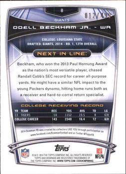 2014 Bowman - Rookies Blue #8 Odell Beckham Jr. Back