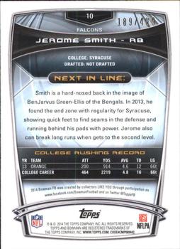 2014 Bowman - Rookies Blue #10 Jerome Smith Back