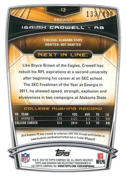 2014 Bowman - Rookies Blue #12 Isaiah Crowell Back