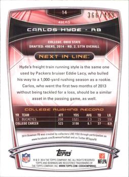2014 Bowman - Rookies Blue #14 Carlos Hyde Back