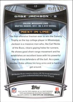 2014 Bowman - Rookies Blue #17 Gabe Jackson Back