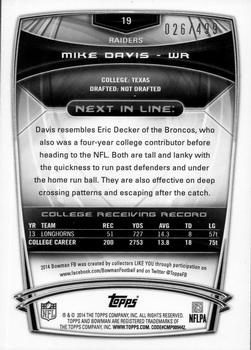 2014 Bowman - Rookies Blue #19 Mike Davis Back