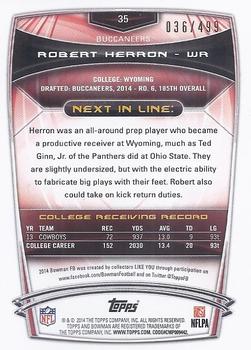 2014 Bowman - Rookies Blue #35 Robert Herron Back