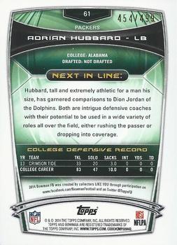 2014 Bowman - Rookies Blue #61 Adrian Hubbard Back