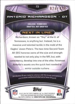 2014 Bowman - Rookies Blue #73 Antonio Richardson Back