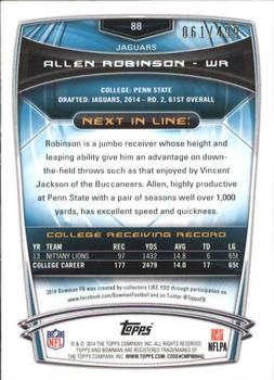 2014 Bowman - Rookies Blue #88 Allen Robinson Back