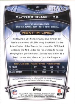2014 Bowman - Rookies Blue #98 Alfred Blue Back