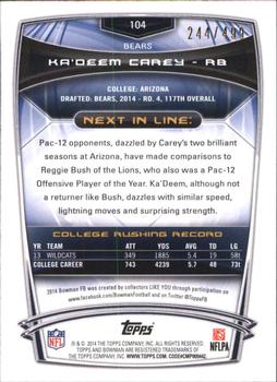2014 Bowman - Rookies Blue #104 Ka’Deem Carey Back