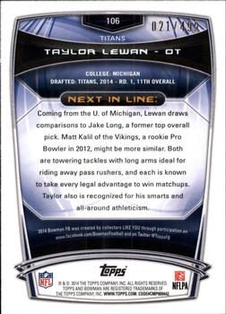 2014 Bowman - Rookies Blue #106 Taylor Lewan Back