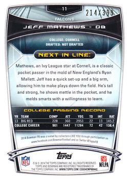 2014 Bowman - Rookies Gold #11 Jeff Mathews Back