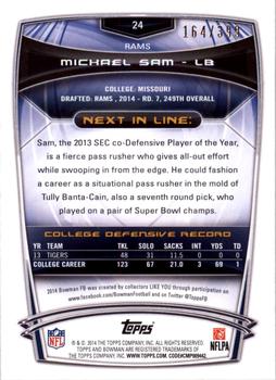 2014 Bowman - Rookies Gold #24 Michael Sam Back