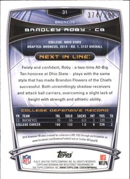 2014 Bowman - Rookies Gold #31 Bradley Roby Back
