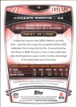 2014 Bowman - Rookies Gold #49 Kareem Martin Back
