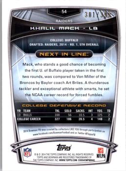 2014 Bowman - Rookies Gold #54 Khalil Mack Back