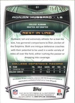 2014 Bowman - Rookies Gold #61 Adrian Hubbard Back