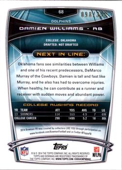 2014 Bowman - Rookies Gold #68 Damien Williams Back
