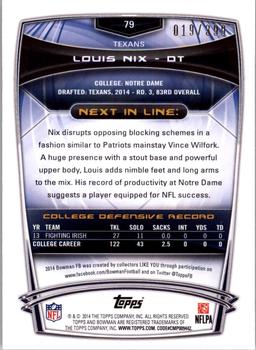 2014 Bowman - Rookies Gold #79 Louis Nix Back
