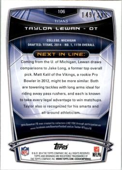 2014 Bowman - Rookies Gold #106 Taylor Lewan Back
