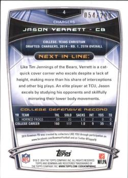 2014 Bowman - Rookies Orange #4 Jason Verrett Back