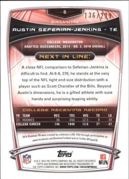 2014 Bowman - Rookies Orange #6 Austin Seferian-Jenkins Back