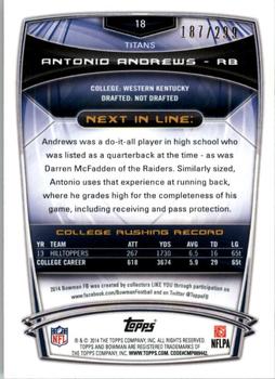 2014 Bowman - Rookies Orange #18 Antonio Andrews Back