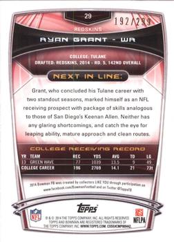 2014 Bowman - Rookies Orange #29 Ryan Grant Back