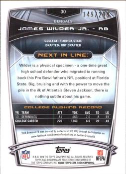 2014 Bowman - Rookies Orange #30 James Wilder Jr. Back