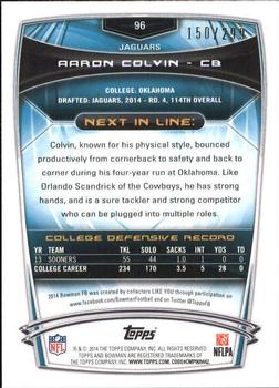 2014 Bowman - Rookies Orange #96 Aaron Colvin Back