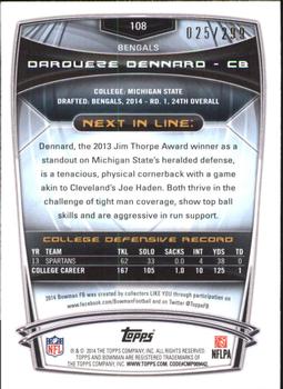 2014 Bowman - Rookies Orange #108 Darqueze Dennard Back