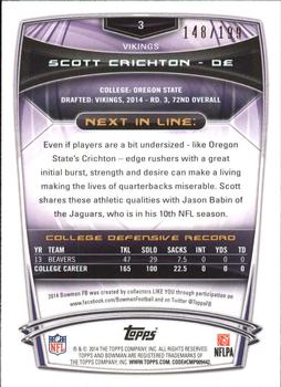 2014 Bowman - Rookies Red #3 Scott Crichton Back