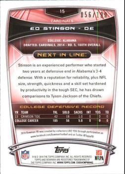 2014 Bowman - Rookies Red #15 Ed Stinson Back