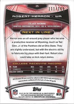 2014 Bowman - Rookies Red #35 Robert Herron Back