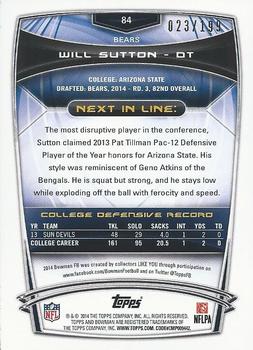 2014 Bowman - Rookies Red #84 Will Sutton Back