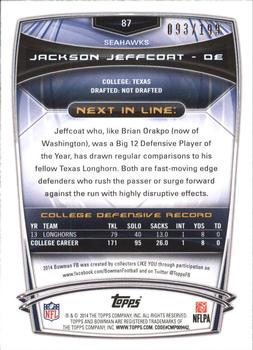 2014 Bowman - Rookies Red #87 Jackson Jeffcoat Back