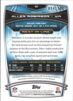 2014 Bowman - Rookies Red #88 Allen Robinson Back