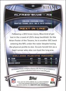 2014 Bowman - Rookies Red #98 Alfred Blue Back