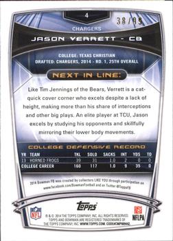 2014 Bowman - Rookies Green #4 Jason Verrett Back