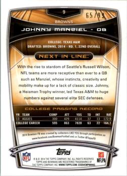 2014 Bowman - Rookies Green #9 Johnny Manziel Back