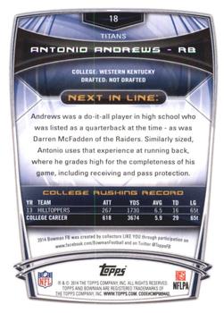 2014 Bowman - Rookies Rainbow Black #18 Antonio Andrews Back
