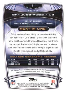 2014 Bowman - Rookies Rainbow Black #31 Bradley Roby Back